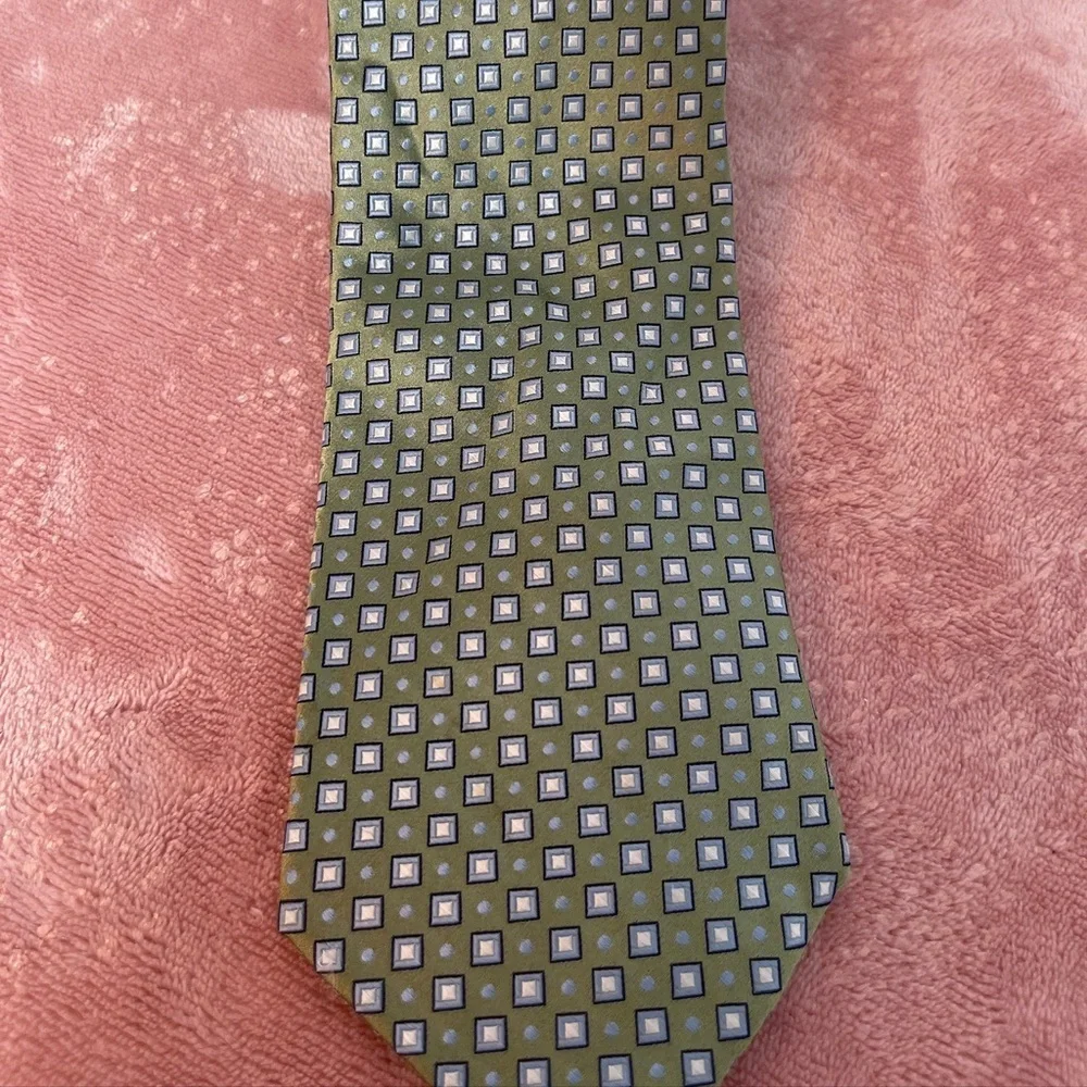 Stafford Olive and Navy Geometric Tie